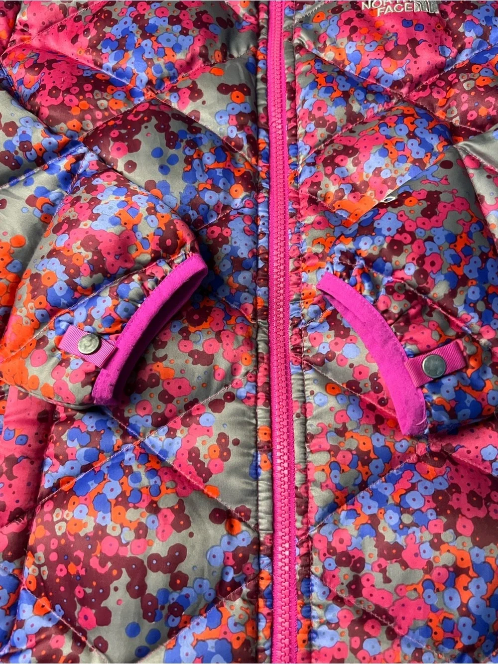 The North Face Bright Pink Girls' Quilted Puffer Ski Jacket Size 14-16